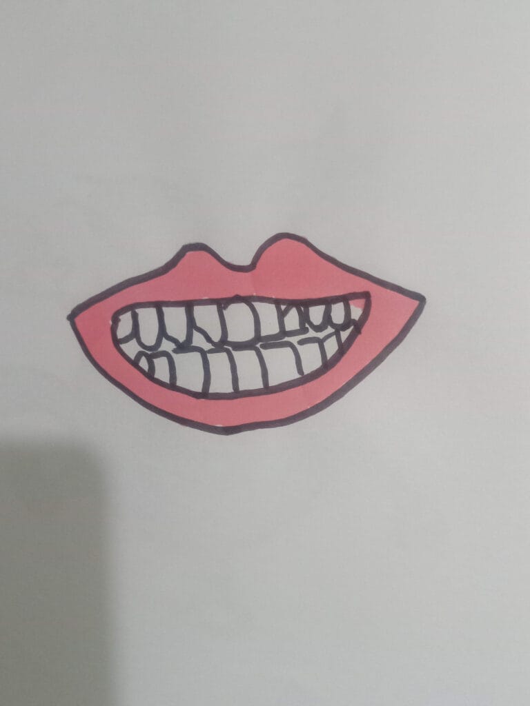 How to draw lips and teeth