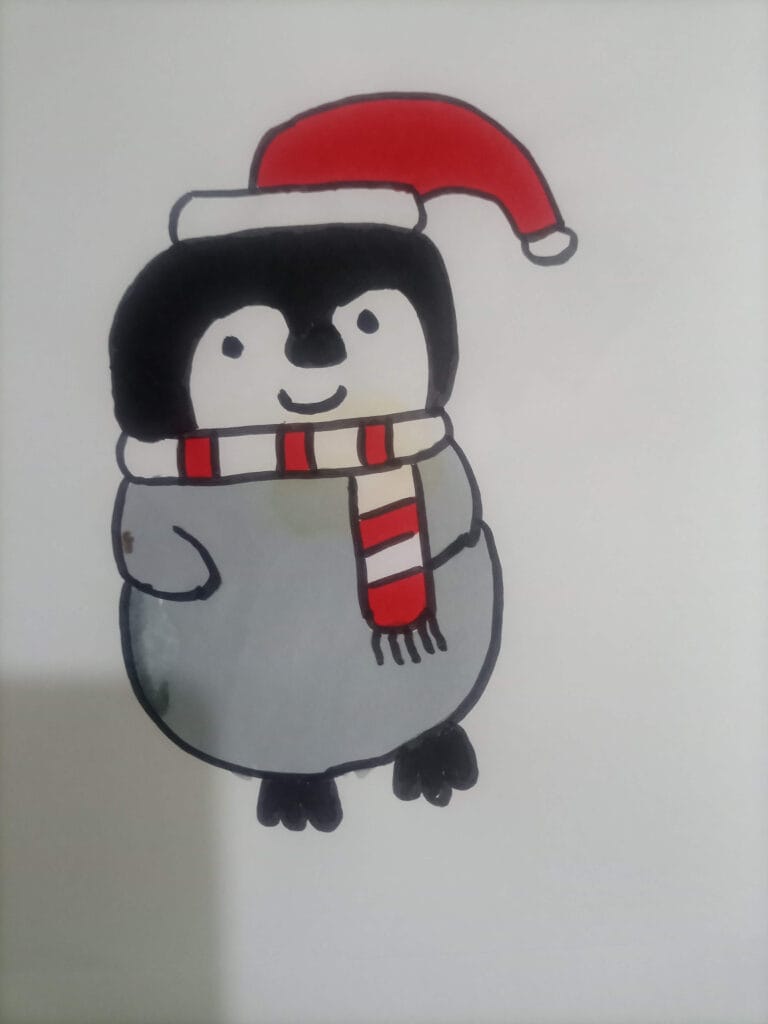 How to draw red penguin