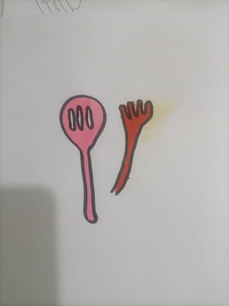 How to draw fork and spoon