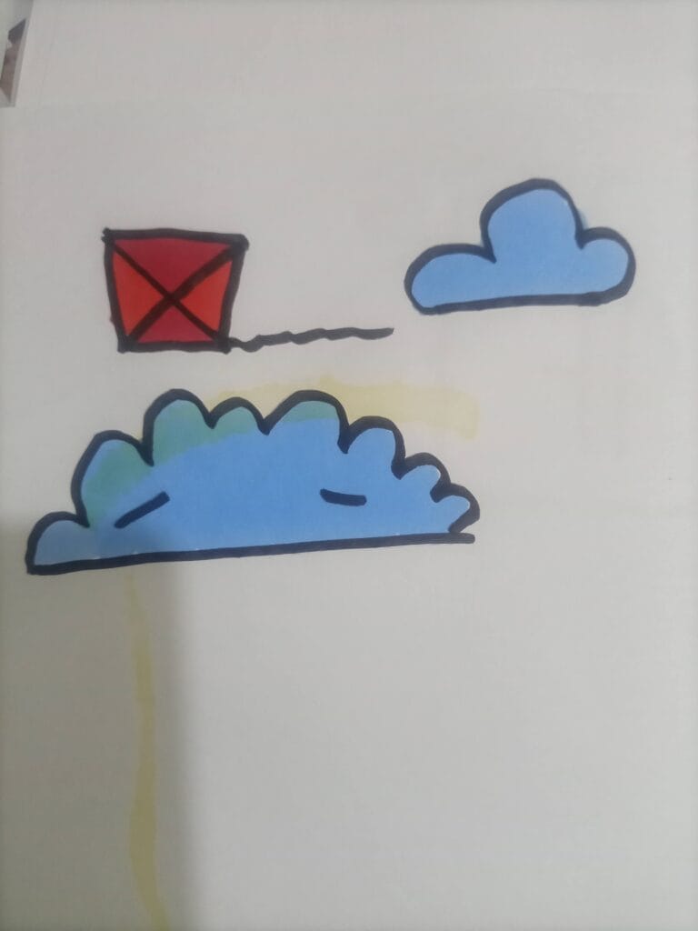 How to draw kites with clouds