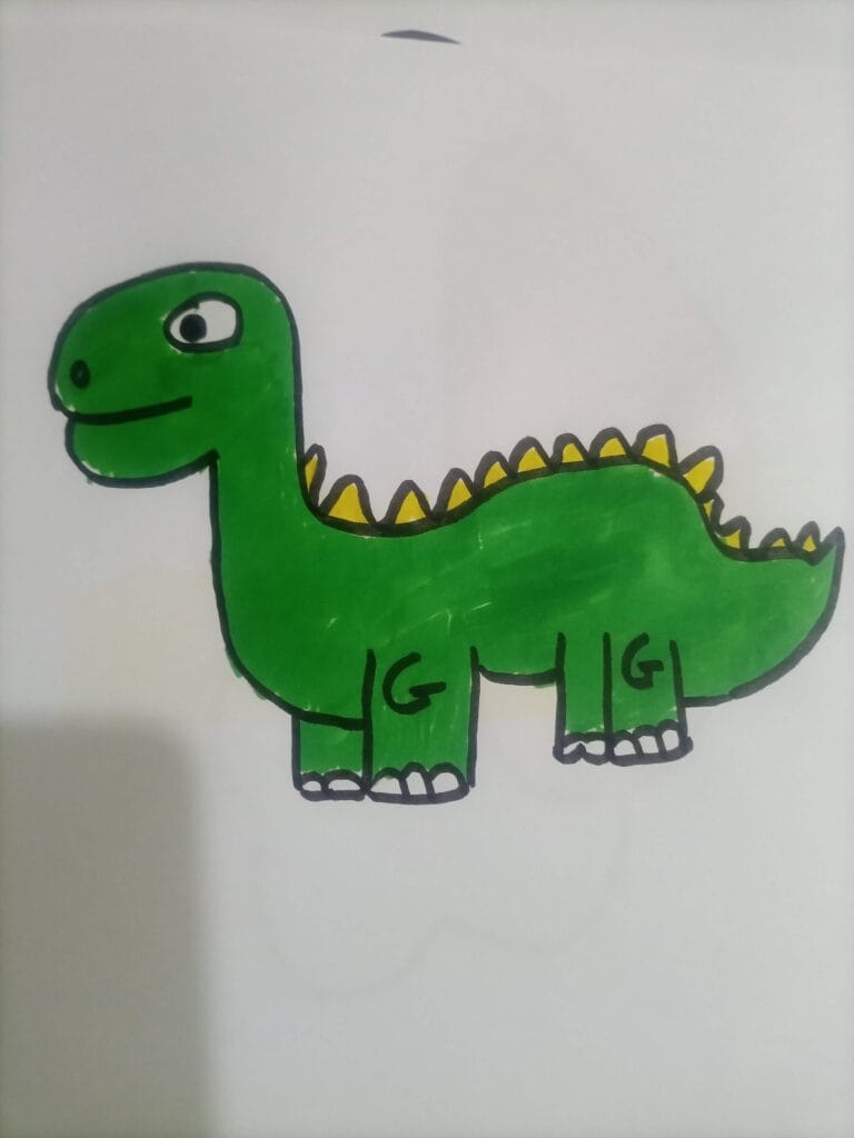 How to draw green dinosaur