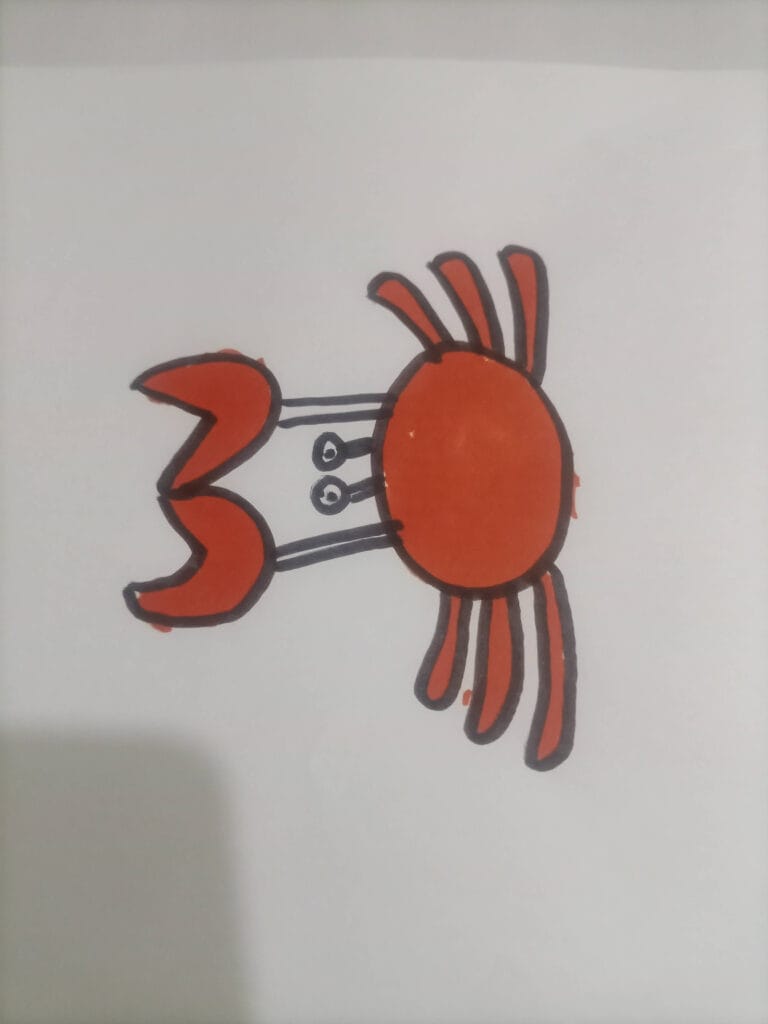 How to draw crab from number