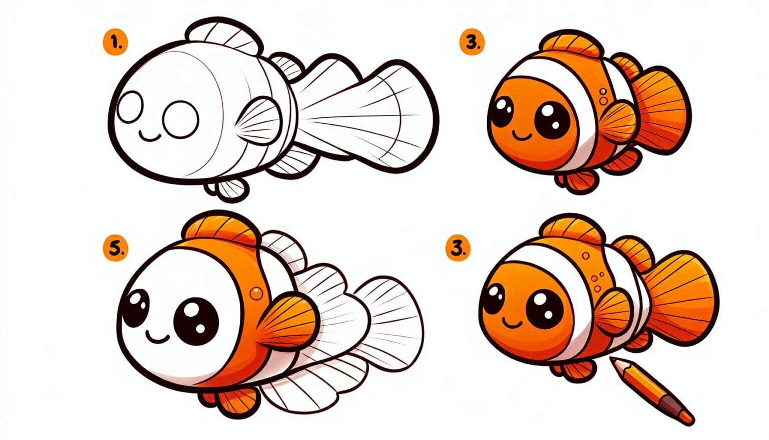 How to draw Clownfish - Trying drawing