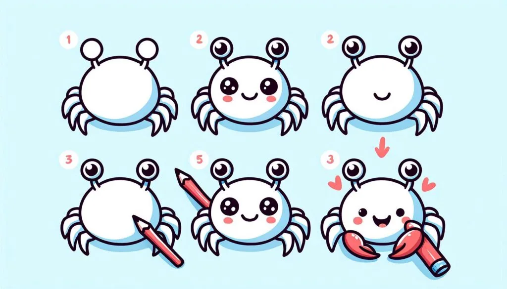 How to draw Crab 3 How to draw Crab