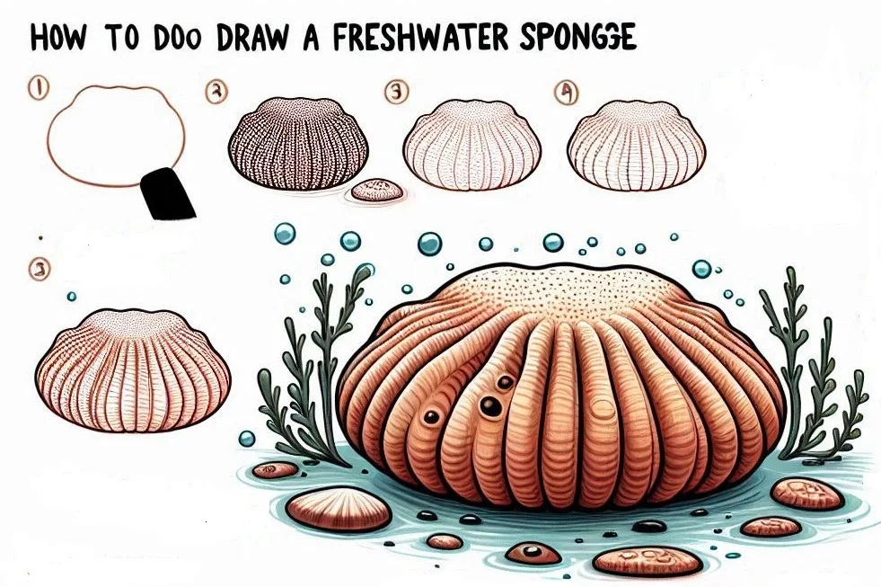 How to draw Freshwater Sponge 1 How to draw Freshwater Sponge