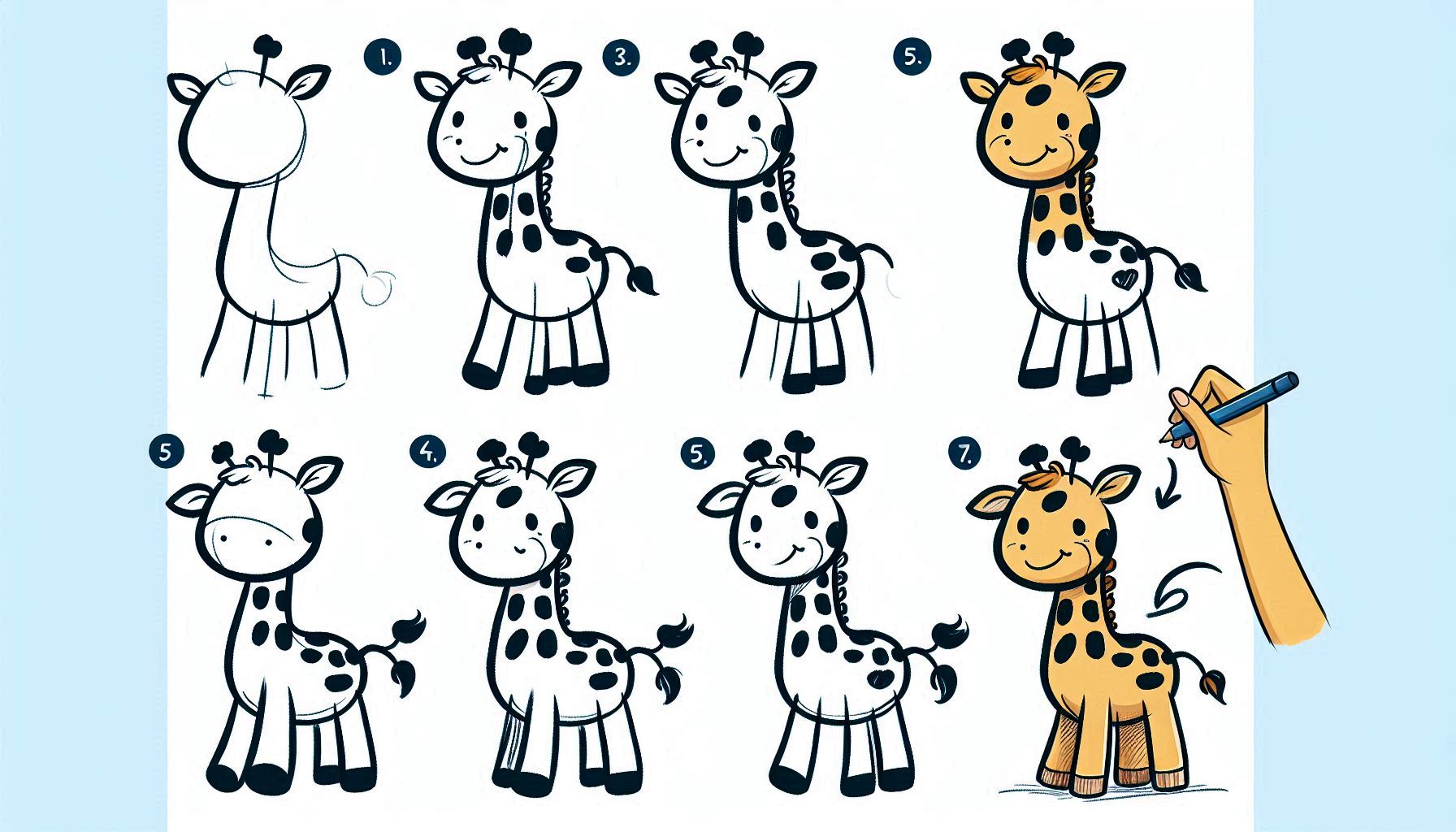 How to draw Giraffe: 9 Easy Step- by-Step Guide to Giraffe Drawing ...