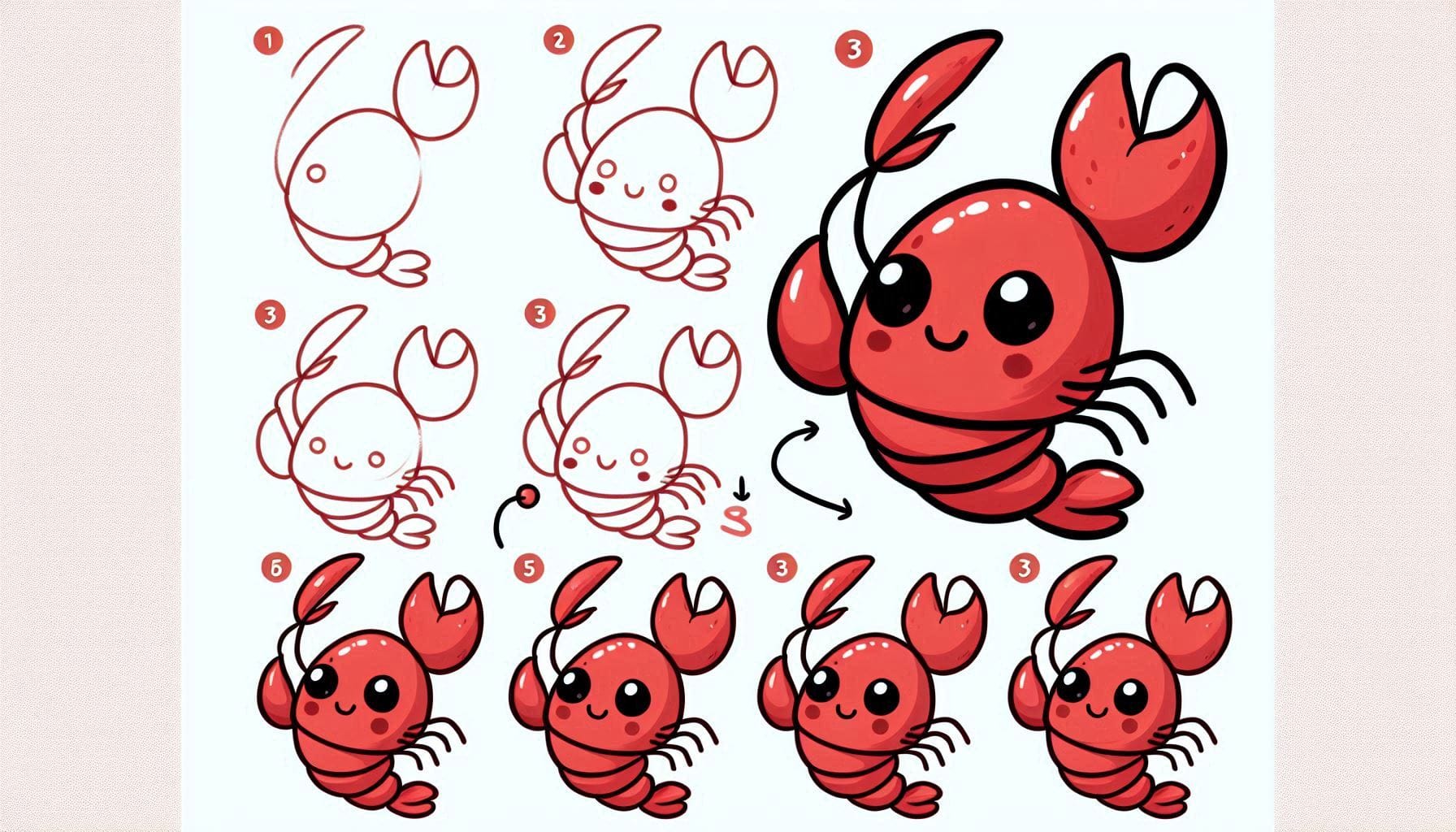 How to draw Lobster - Trying drawing