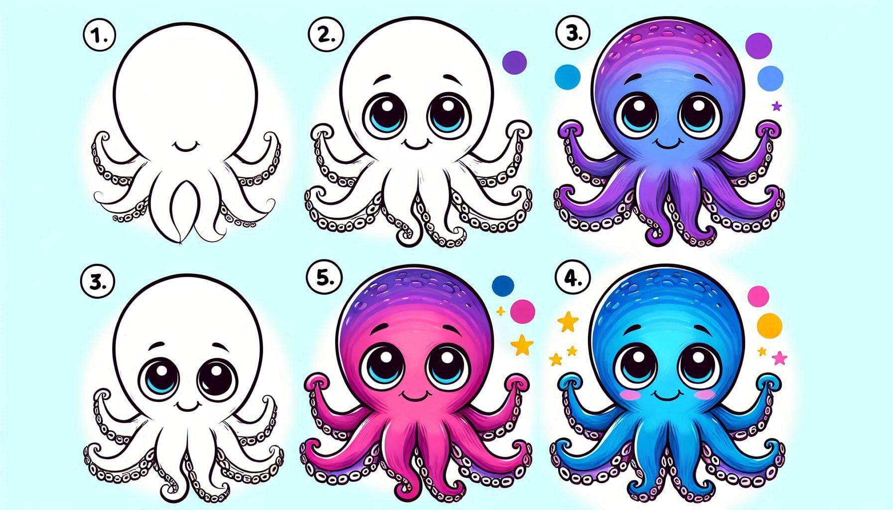 How to draw Octopus - Trying drawing