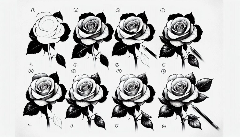 How to draw a roses