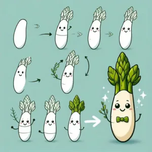 Step by step guide of asparagus drawing