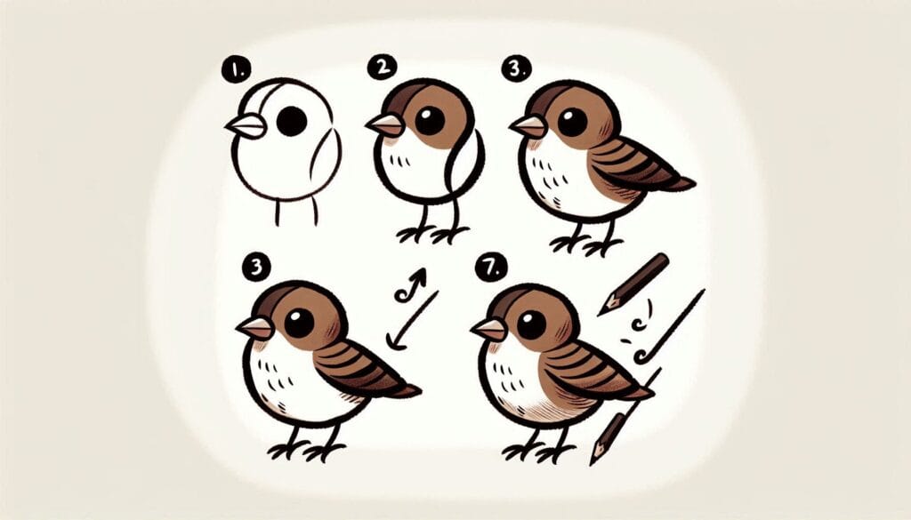 how to draw sparrow with 2