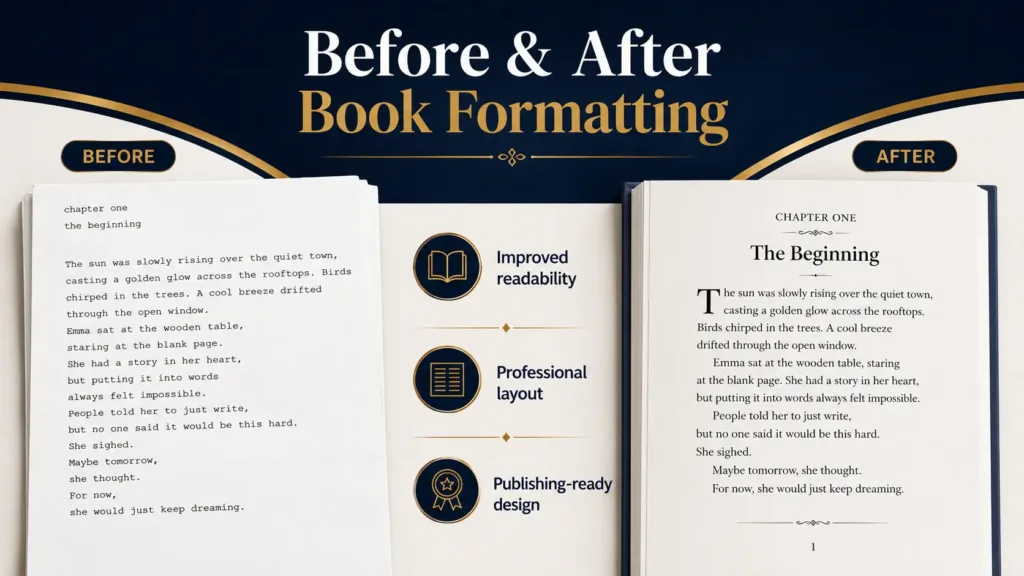 before and after book formatting Before and after professional book formatting layout example