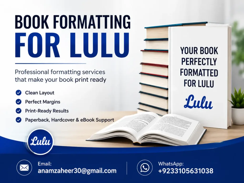 book formatting for lulu services print ready interior 1 Professional book formatting for Lulu publishing services with print-ready layout, clean margins, and ebook support for authors.