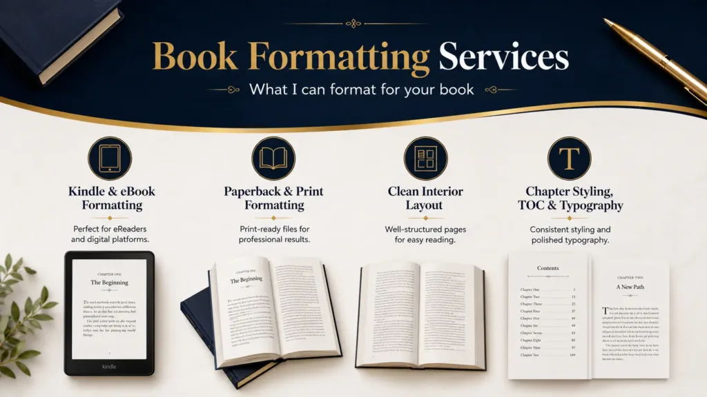 book formatting services overview Book formatting services for Kindle eBook paperback and print layout
