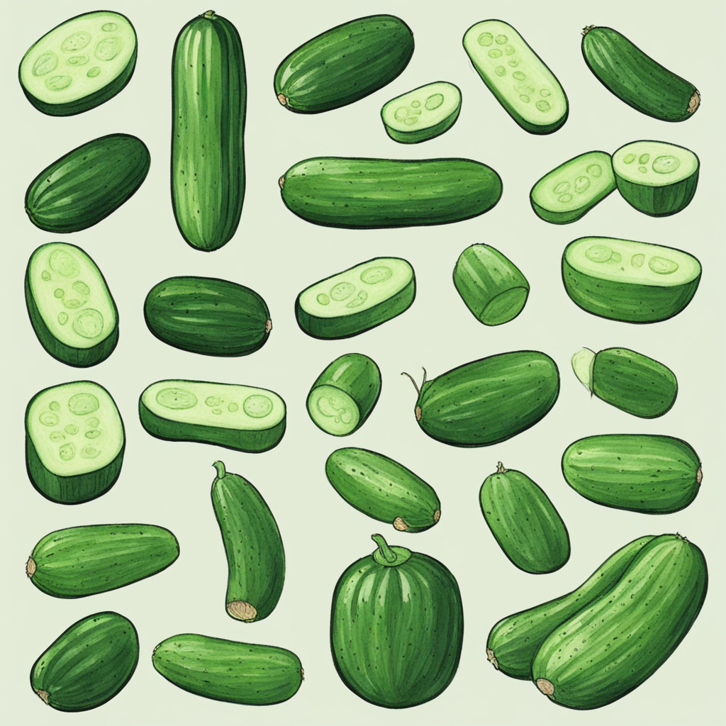 Hand Drawn of Fresh Green Cucumber on White Background Drawing by Iam Nee -  Pixels