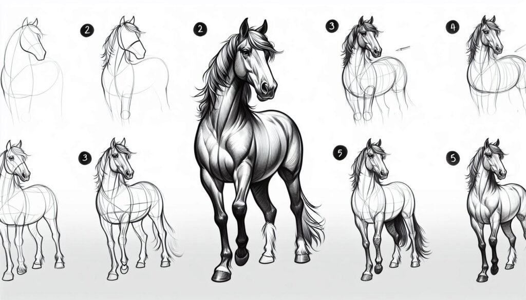 how to draw horse