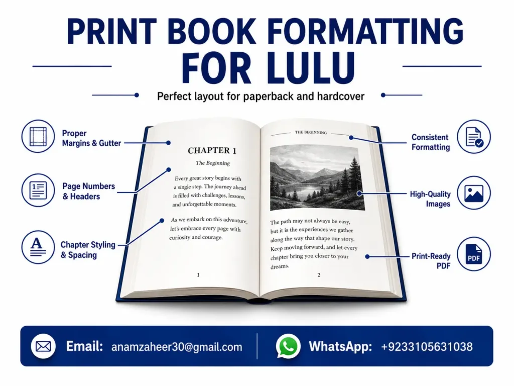 print book formatting for lulu paperback hardcover Print book formatting for Lulu including margins, gutter setup, page numbers, and high-quality layout for paperback and hardcover.